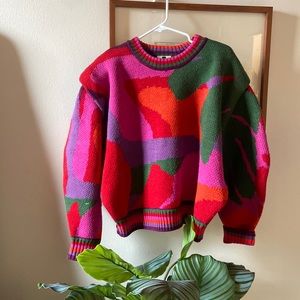Farm Rio Abstract Scarf Sweater